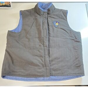VINTAGE Disney Vest Adult Medium Gray Blue Reversible Puffer‎ Vest Mickey Mouse